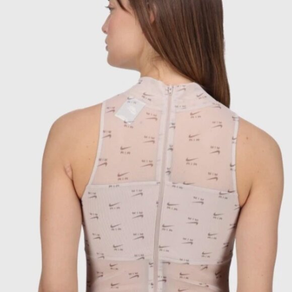 Nike Air Women's All Over Print Mock-Neck Bodysuit Size Small Cream - Picture 4 of 13